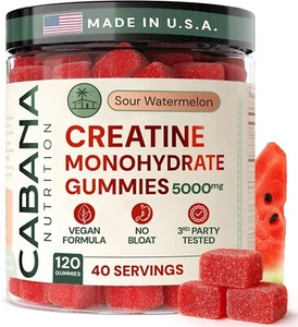 Creatine Monohydrate Gummies 5g - Watermelon Flavored Creatine for Women and Men - Picture 1 of 9
