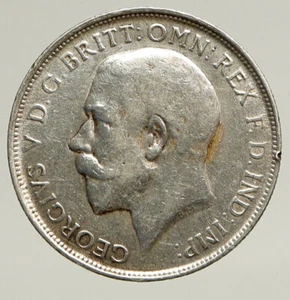 1917 GREAT BRITAIN UK United Kingdom King George V Big SILVER FLORIN Coin i93702 - Picture 1 of 3