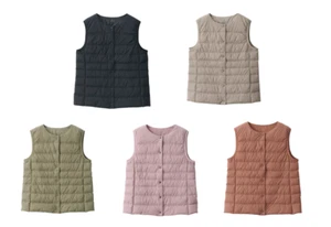 MUJI Collarless Down Vest XS-XXL Packable Lightweight Anti-Static Women NWT - Picture 1 of 33