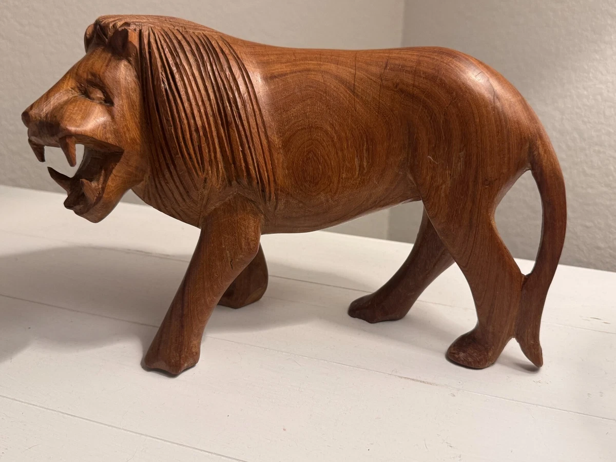 雕刻木狮子| eBay