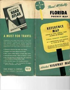 1952 Rand McNally indizierte Taschenreferenz FLORIDA Karte Freight Express Telegraph - Bild 1 von 1