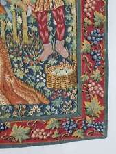 Vintage English Medieval Scene Wall Hanging Tapestry 62x61cm