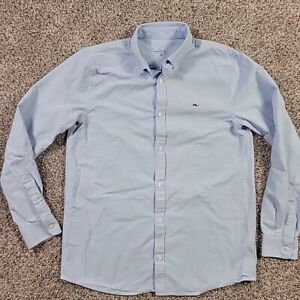 Vineyard Vines Shirt Youth XL Blue Button Up Long Sleeve Whale Oxford Mark*