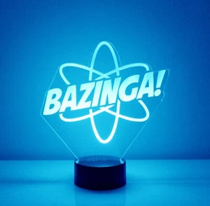 Bazinga Night Light, Personalized FREE, LED Night Lamp, w/Remote, Engraved Gift - Picture 1 of 8