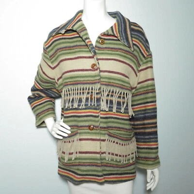 Abrigo hippie boho vintage chaqueta con flecos para mujer mezcla de lana acrílico Foto 1 de 4