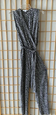 Diane Von Furstenberg TRAJE BLANCO Y NEGRO PATRÓN ABSTRACTO CON CINTURÓN TALLA 0 Foto 1 de 4