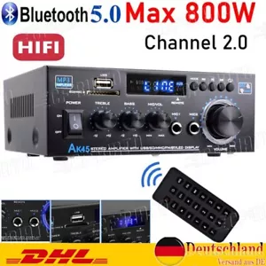 Amplificatore Stereo 800W 2 CANALI Bluetooth5.0 Amplificatore HIFI Sintonizzatore Audio USB SD FM Auto - Foto 1 di 18