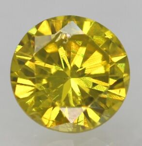 0.04 Quilate Amarillo Canario SI1 Brillante Redondo Resaltado Diamante Natural