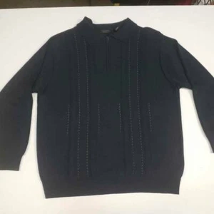 Cellinni Collection Mens Pullover Sweater Blue Collared 1/4 Zip Long Sleeves L - Picture 1 of 4