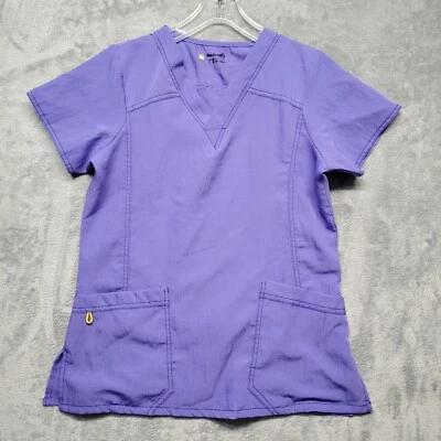 Blusa Médica WonderWinkTop Mujer Pequeña Púrpura Cuatro Bolsillos Elásticos Foto 1 de 4