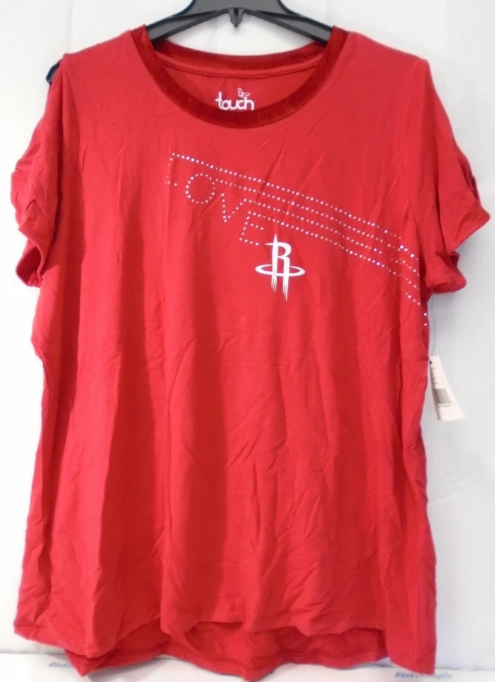 Touch Womens Houston Rockets Embellished T-Shirt Red 2X