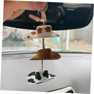 牛仔帽汽车小饰品,乡村后视镜悬挂花朵 — 第 1/4 张图片