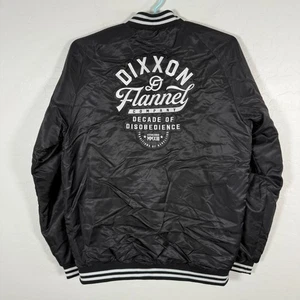 Dixxon Jacket Mens XLT Tall Black Pastime Snap Button Varsity Satin Embroidered - Picture 1 of 10