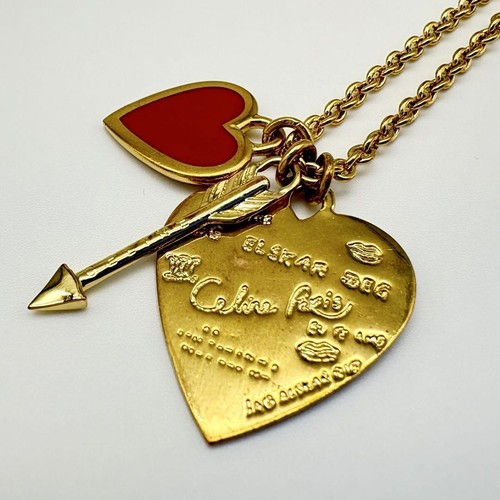 CHANEL Collana con ciondolo cuore vintage CELINE originale oro rosso rosa rara