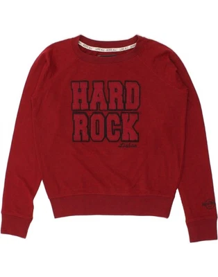 HARD ROCK CAFÉ Mujer Lisboa Gráfico Sudadera Jersey Reino Unido 14 Mediano Rojo CB88 Foto 1 de 3
