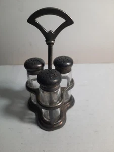 Vintage Silver Soldered Spice Salt Pepper Shaker Set  Ambassador Hotel Chicago - Picture 1 of 7