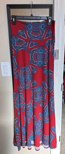 Falda Lularoe Mujer XS Rojo Azul Caleidoscopio Mandala Larga Maxi Fluida Elastizada - Imagen 1 de 4