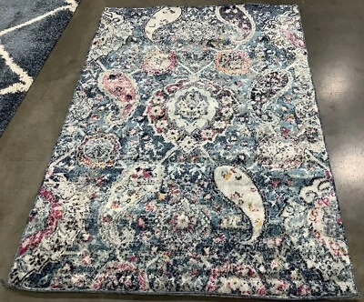 BLUE / GREY 4'-0" x 6'-0" Broken Thread Rug, Reduced Price 1172681081 MAD600M-4 - Image 1 of 4