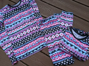 Cuddl Duds Girls Comfortech Stretch Polyester 2 SETS Long Sleeve Crew & Pant Set - Picture 1 of 5