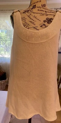 Suéter tejido sin mangas blanco con detalles de madera para mujer XL elegante Requisitos Foto 1 de 4