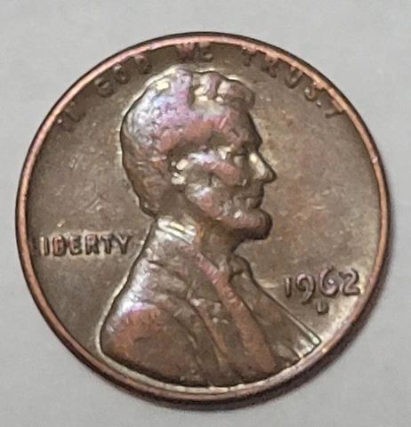 1962 D Lincoln Penny RARE Error "L" & "WE TRUST" On Rim Cover
