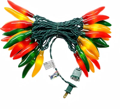 35 LED Red Green and Yellow Chili Pepper Christmas Lights, 18 Ft Green Wire Hous - Image 1 of 4