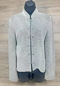 St John Evening Womens White Knit Sequin Full Zip Sparkle Jacket Size 6 - Picture 1 of 11