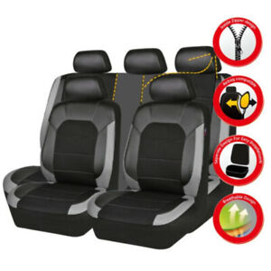  Universal Leather 5-Seats Car Seat Cover Front Rear Cushion Full Set Breathable