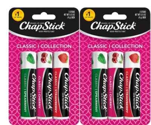 2x 3 Pack ChapStick Set , Classic Collection Spearmint, Cherry & Strawberry - Picture 1 of 1
