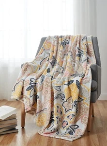 Fleece Throw Blanket: Velvelty Soft, Durable Accent Yellow Paisley - Picture 1 of 8