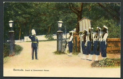 Tarjeta postal/ppc BERMUDAS (21890) militar/guardia en la casa de gobierno Foto 1 de 2