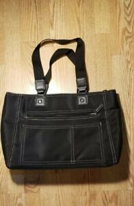 Unbranded Large Women's Bag Tote BriefCase Purse Black Pockets 