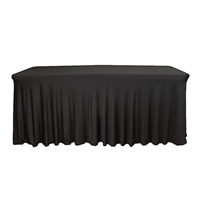 6 ft Wavy Rectangular Fitted Tablecloth Premium Spandex Table Cover Party Events - Image 1 of 3