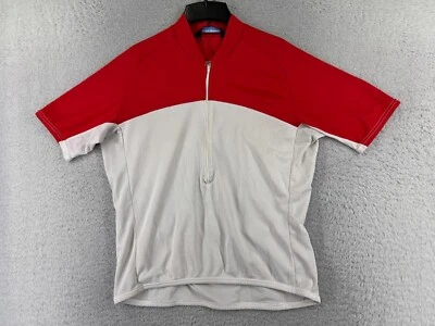 VINTAGE Performance Radtrikot Erwachsene Extra Large rot weiß 1/2 Reißverschluss Poly - Bild 1 von 4