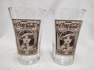 Vintage Coca Cola 16oz Drinking Glasses -SET of 2 - The Archives - Picture 1 of 6
