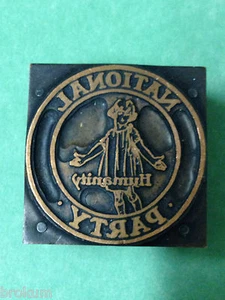 National Ticket Advertising~Man -Humanity~ Printer's Letterpress Type Block - Imagen 1 de 1
