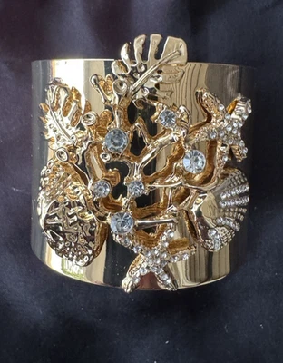 Brazalete Lilly Pulitzer Oro Circonita cúbica Beachcomber Dorado Metálico 2" NUEVO BOLSO GIft Foto 1 de 4