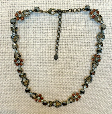 Collar Cristal Sorrelli Floral Tonos Tierra Latón Ajustable 15"-19" Retirado Foto 1 de 4