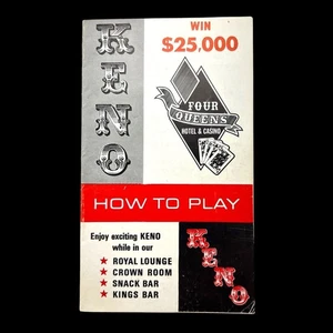 Folleto de Keno de 4 Queens Hotel & Casino de Las Vegas de la década de 1960 de colección Nevada Four Queens - Imagen 1 de 5
