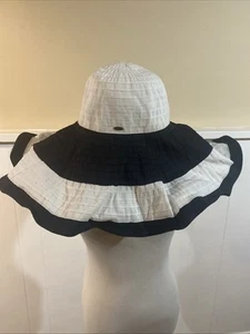 Scala NWT Black/White Sun/Summer Hat With Wire Rim UPF 50+ Packable - Picture 1 of 5