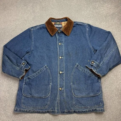 Lands End Jacket Adult X Large Blue Hunting Denim Barn Chore Corduroy Lined Men - Image 1 of 4