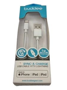 Buddee USB Cable With Lightning Ipod Ipad Iphone 1m - Picture 1 of 5