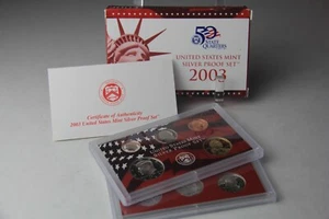 2003-S Silver U.S. Mint Proof Set - 10 Coins - Origina1 U.S. Mint Box & COA - Picture 1 of 17