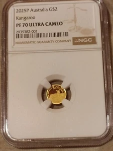 2025 Australia Mini Roo Kangaroo PROOF 9999 GOLD 0.5g $2 NGC PF70 Coin - Picture 1 of 3