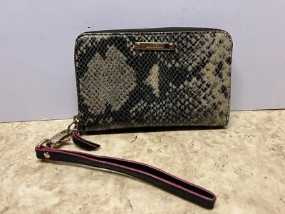 Cartera sin asas Stella & Dot imitación cuero gris 6 X 4 muñeca piel de serpiente cremallera Foto 1 de 4