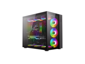 Gamemax Infinity BK Black USB3.0 /Type C Tempered Glass ATX Mid Tower Gaming Com - Picture 1 of 8