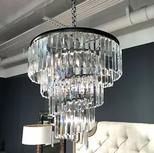 Spiral Crystal Chandelier Pendant Luxury Tiered Royal Hardware Light Pendant - Picture 1 of 6