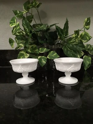 JUEGO DE 2 VASOS SHERBERT LECHE INDIANA VINTAGE CON HUELLA DIGITAL COSECHA COLONIA Foto 1 de 4