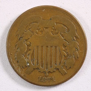 1871 Two Cent Piece - F - Picture 1 of 2