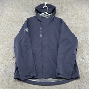 Lands End Jacket Mens L Blue Navy Rain Coat Hooded Full Zip Polyester Ski Snow - Picture 1 of 13